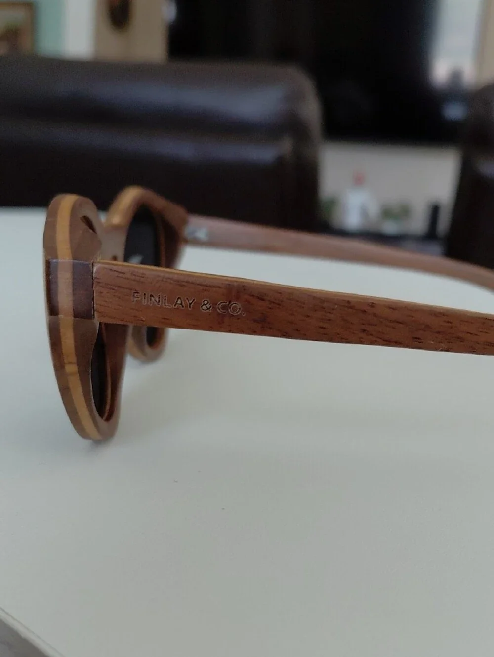 FINLAY AND CO MODEL BLWGNNS 020 Wooden Round Frame Sunglasses – Black Lenses